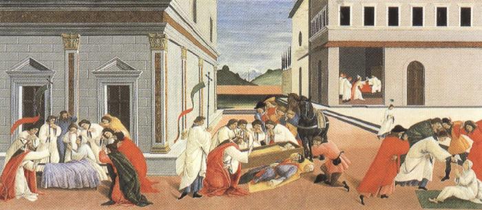 Sandro Botticelli Three miracles of St Zanobius reviving the dead (mk36)